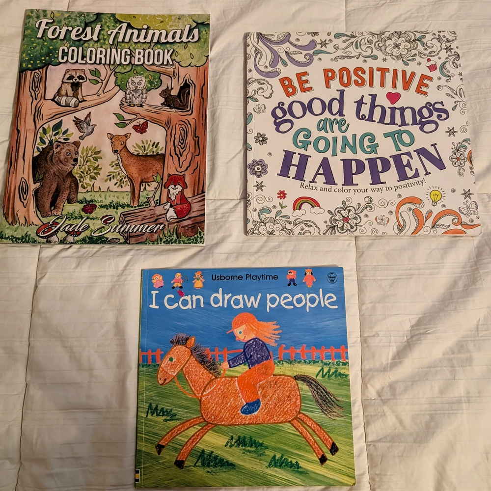 Forest Animals, Positive Coloring & I Can Draw People - Coloring Book Bundle
